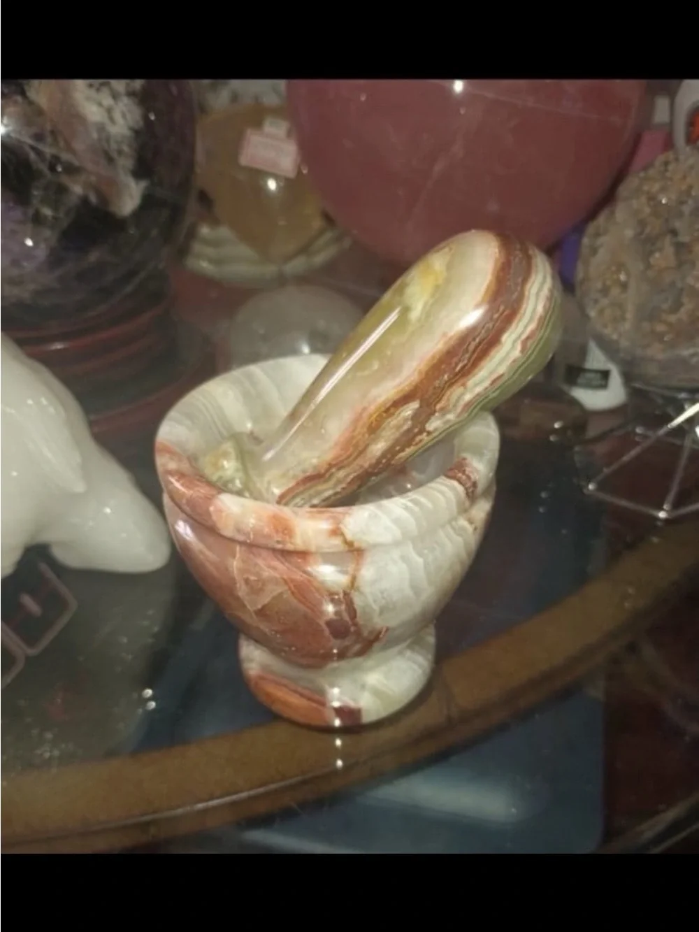 Polished Onyx Mortar and Pestle